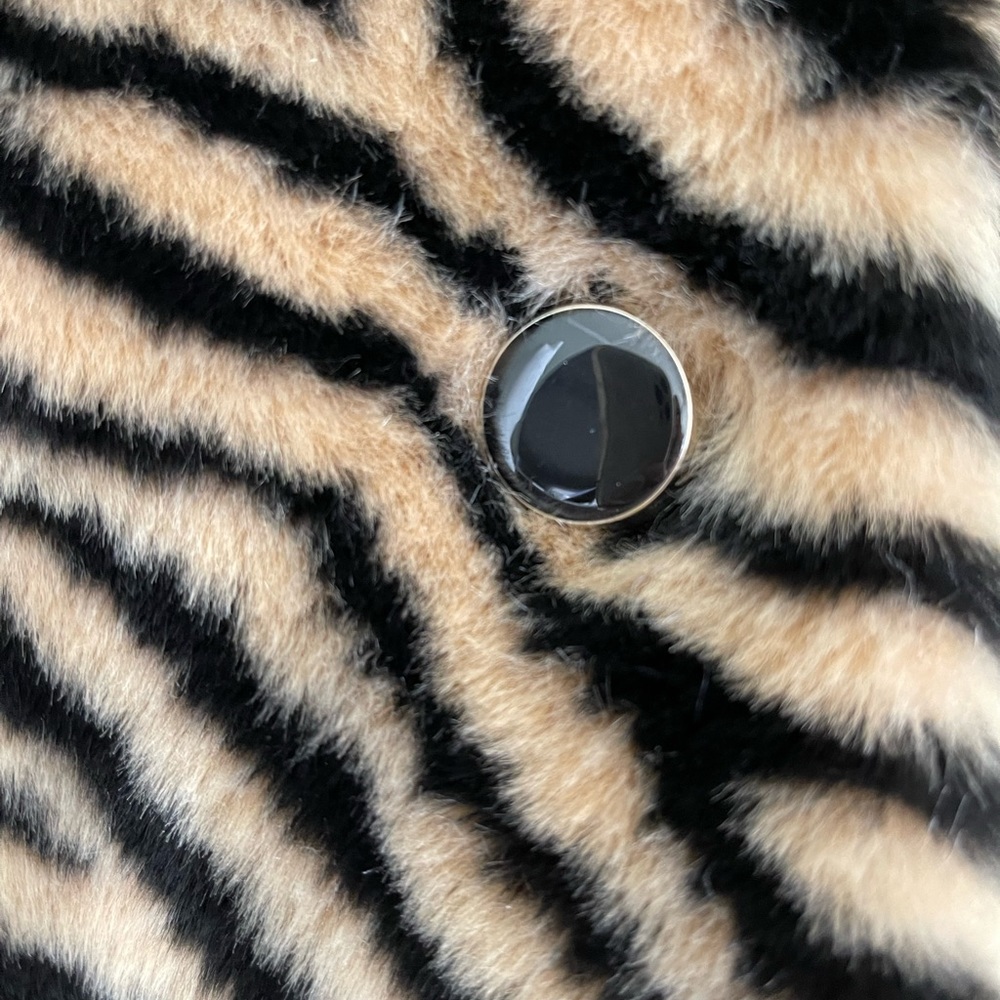Kate Spade Faux fur animal print jacket Old Money Quiet Luxury NWT Size XS - Picture 8 of 10